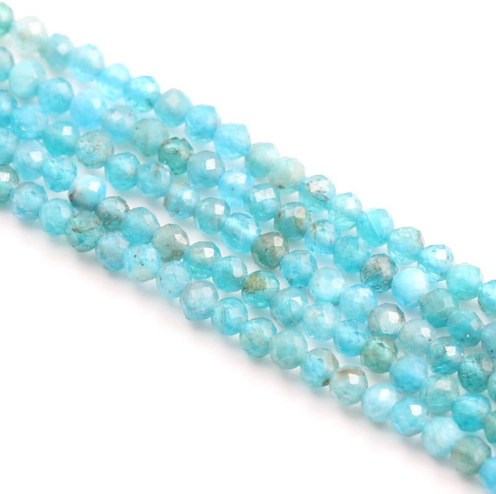 2 Strands Natural Stone Beads Apatite Gemstone Faceted Loose Beads for Jewelry Making Earrings Ring Length 15" Size 3mm 3mm apatite