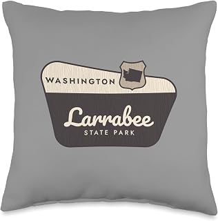 Larrabee State Park Washington WA Souvenirs Larrabee State Park Washington Welcome Sign Souvenir Throw Pillow, 16x16, Multicolor