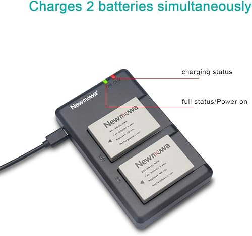 Miniatura 4 de Newmowa Batería NB-10L (paquete de 2) y cargador USB dual para cámaras digitales Canon NB-10L, CB-2LC y Canon PowerShot G1 X, G15, G16, SX40 HS,