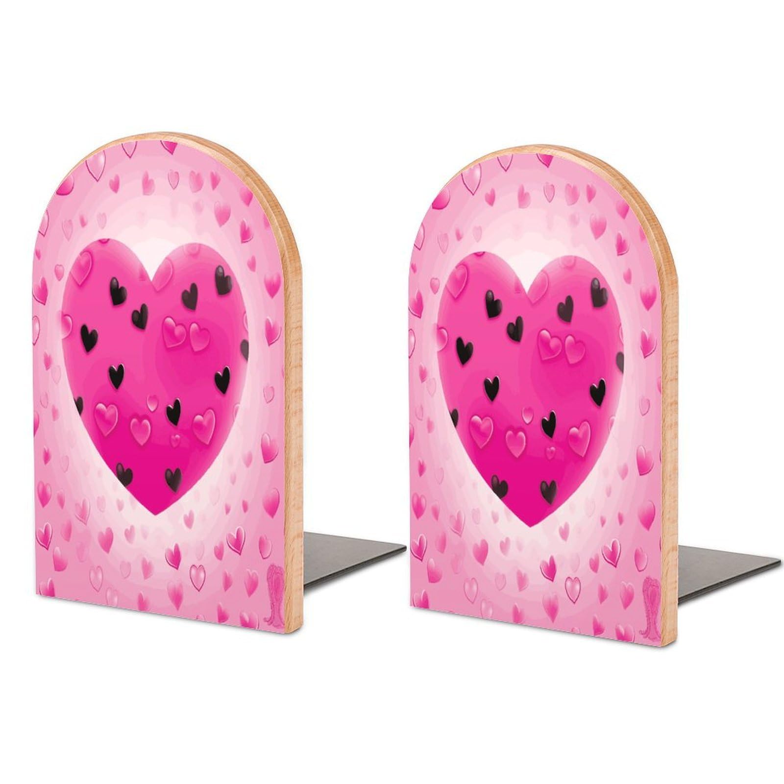 Sujetalibros de madera rosa para libros pesados organizador de escritorio antideslizante