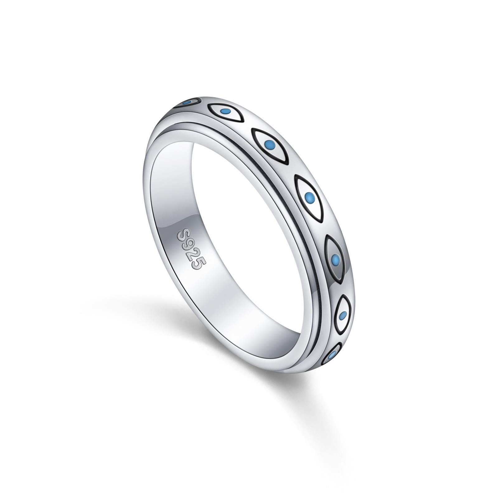 S925 Sterling Silver Spinner Fidget Anxiety Worry Relieving Boredom ADHD Autism Band Rings