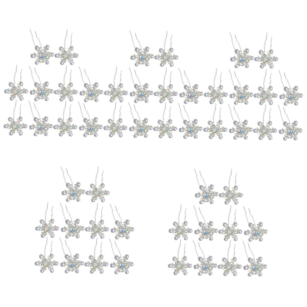 Housoutil 50 Pcs horquilla de pelo de de nieve cabello rosa accesorios para el cabello de mujer horquillas de diamantes de imitación pasador de pelo de la boda pasador de pelo nupcial