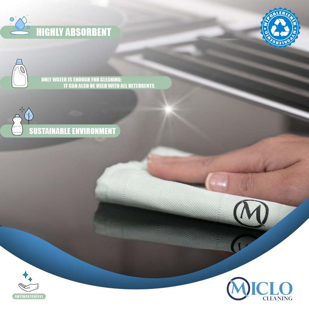 MICLO CLEANING Juego de 3 paños de limpieza de microfibra, paño mágico, vidrio, paño de espejo, serie Soft