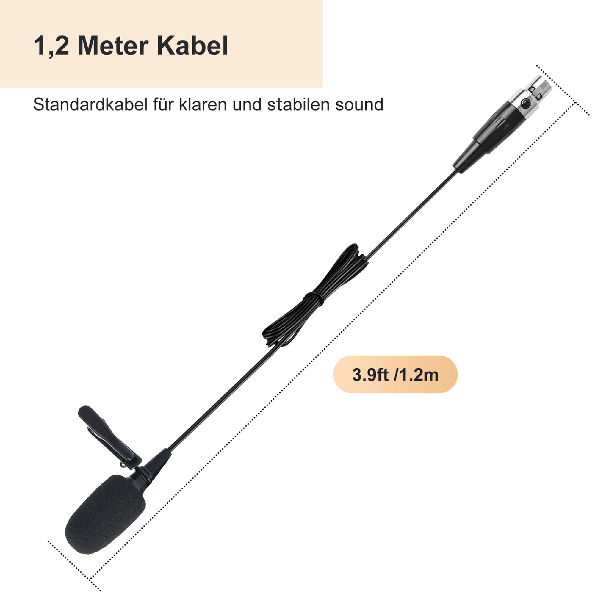 Lavalier-Mikrofon, Nieren-Kondensator Ansteckmikrofon kompatibel mit AKG/Samson Wireless Systemen, Mini 3 Pin XLR Stecker, ideal für Vorträge, Theater und Schauspieler