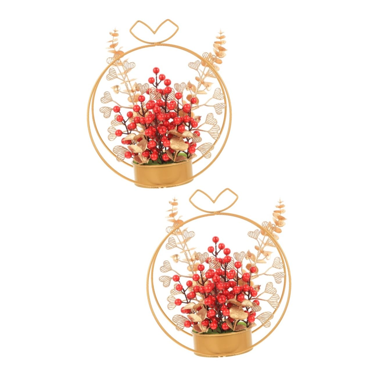 PRETYZOOM 2St künstlicher Blumenkorb Tischdeko aus roten Beeren Weihnachtsrote Beeren Hochzeitsdekoration Tischdekoration Heimdekoration Brautduschengeschenke der roten Desktop-