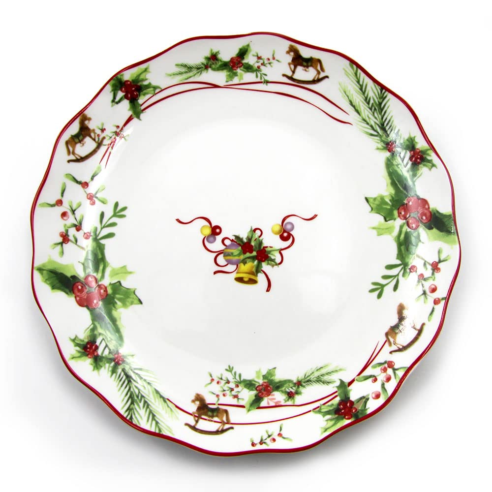 The Royal Family Service d'assiettes de Noël Décoro cannes et chevreuils à bascule pour 6 places de table (18 pièces) en porcelaine Lucente et résistante "Christmas Dream"