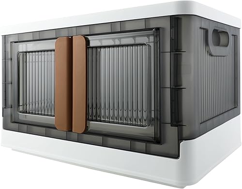 Miniatura 11 de Caja de almacenamiento, gabinete de plástico, capacidad de 8.4 galones (32L por una), 2 unidades, caja plegable con tapas, cajón plegable,