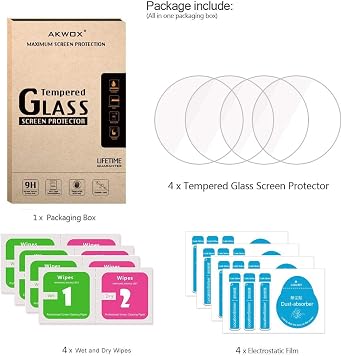 [4-Pack] Tempered Glass Screen Protector for Garmin Forerunner 55/45 / 45S GPS Running Watch, [2.5D Arc Edges High Definition 9H Hardness] Anti-Scratch, Bubble-Free