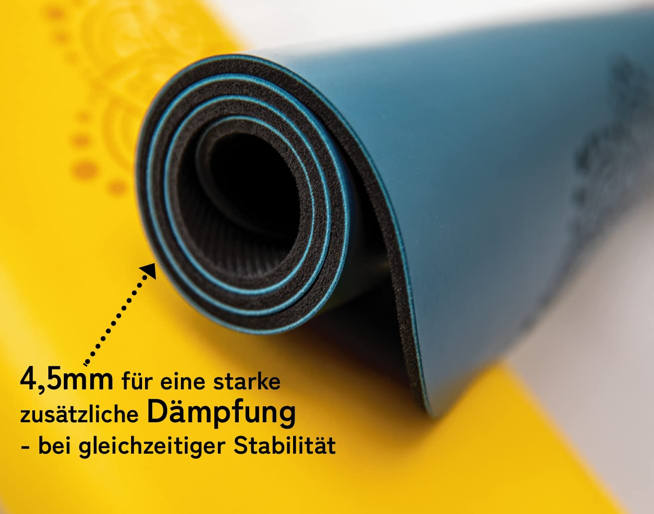 Yoga-Knie-Pad: Yoga-Kissen, Knieschoner, Yoga-Knie-Polster (64x33cm), dämpfender Naturkautschuk & rutschfeste japanische grip Oberfläche. Für Ellbogen, Handgelenke, Knie und REISEMATTE
