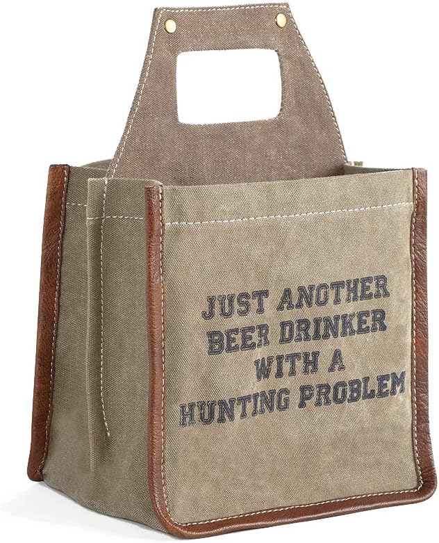 Mona B,"Just Another Beer Drinker with a Hunting Problem" Six Pack Canvas Beer Carrier Caddy
