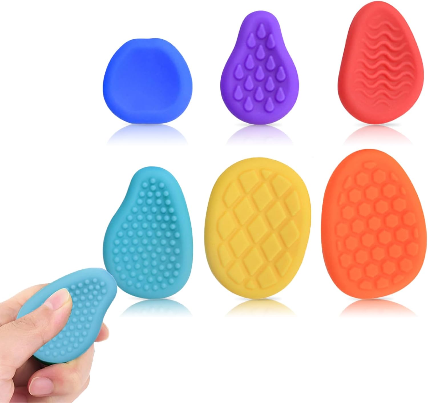 RoseFlower Fidget Toys Adults & Kids: 6 Pack Worry Stones for Anxiety Relief – Stress Toys for Autism Sensory Products, Fidgets for Adults & Kids – Calming Fidget Toy, Stress Relief Gifts