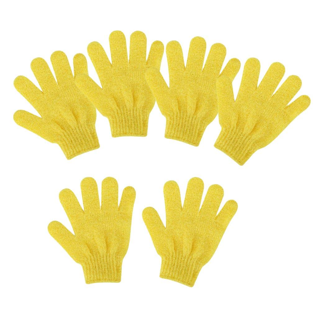 CALANDIS™ 3x6 Pieces Exfoliating Body Scrub Shower Gloves Bath Massage SPA Mitts Yellow | Bath & Body-image-28