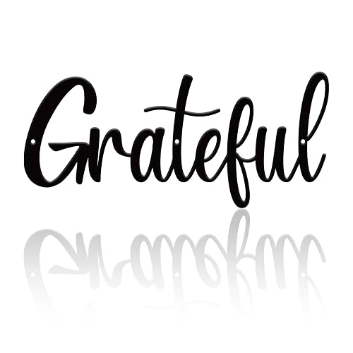 Grateful Sign Grateful Word Art Wall Decor 16 Inch Black