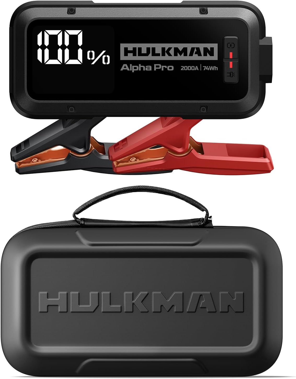 Alpha Pro, Solid Black, 2000A 74Wh Smart Jump Starter with Alpha Bag EVA Protection Case