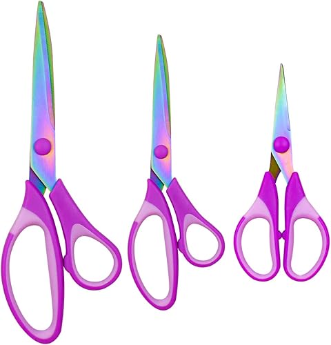 Miniatura 1 de Craft - Juego de 3 tijeras de acero inoxidable con revestimiento de titanio, tijeras de tela multiusos, mango de agarre suave, cuchillas de titanio