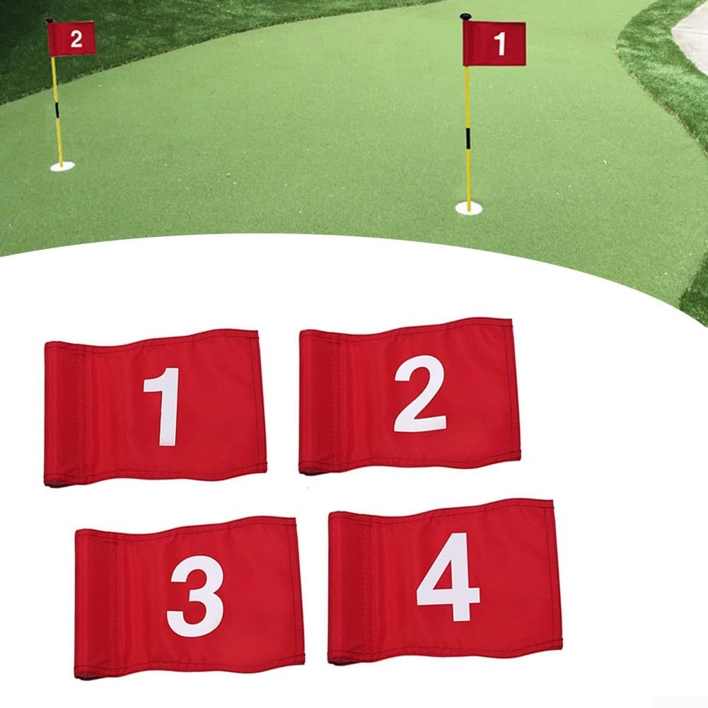 4 bandiere da golf con pali, bandiere verdi impermeabili per allenamento al chiuso e all'aperto, accessori verdi per cortile