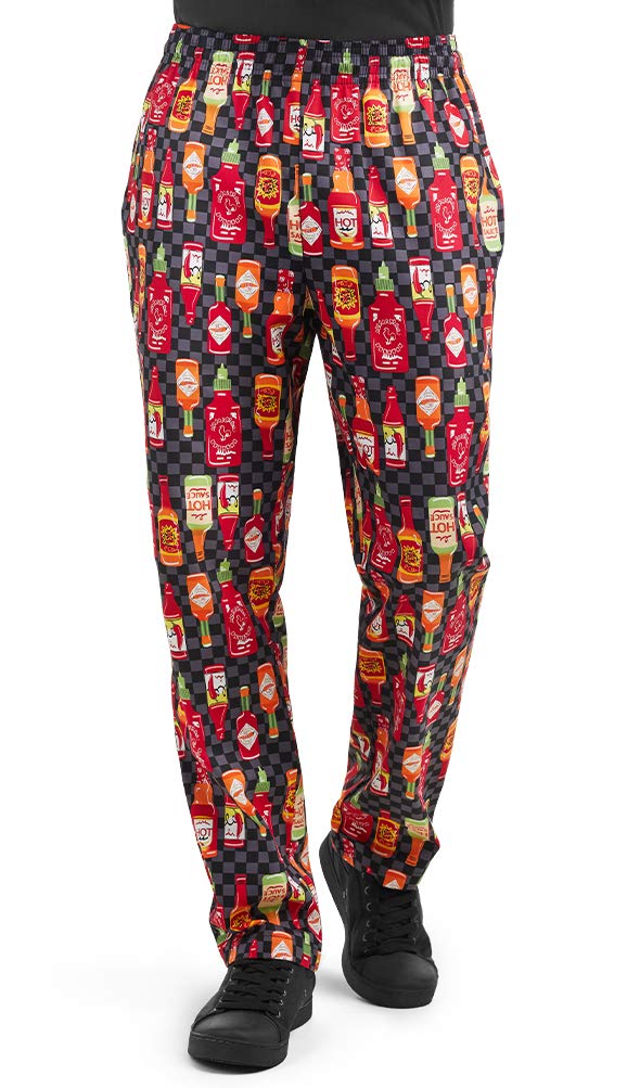 Men’s Saucy Print Chef Pant (XS-3X) | Traditional Baggy Fit, 100% Cotton, Elastic Waist