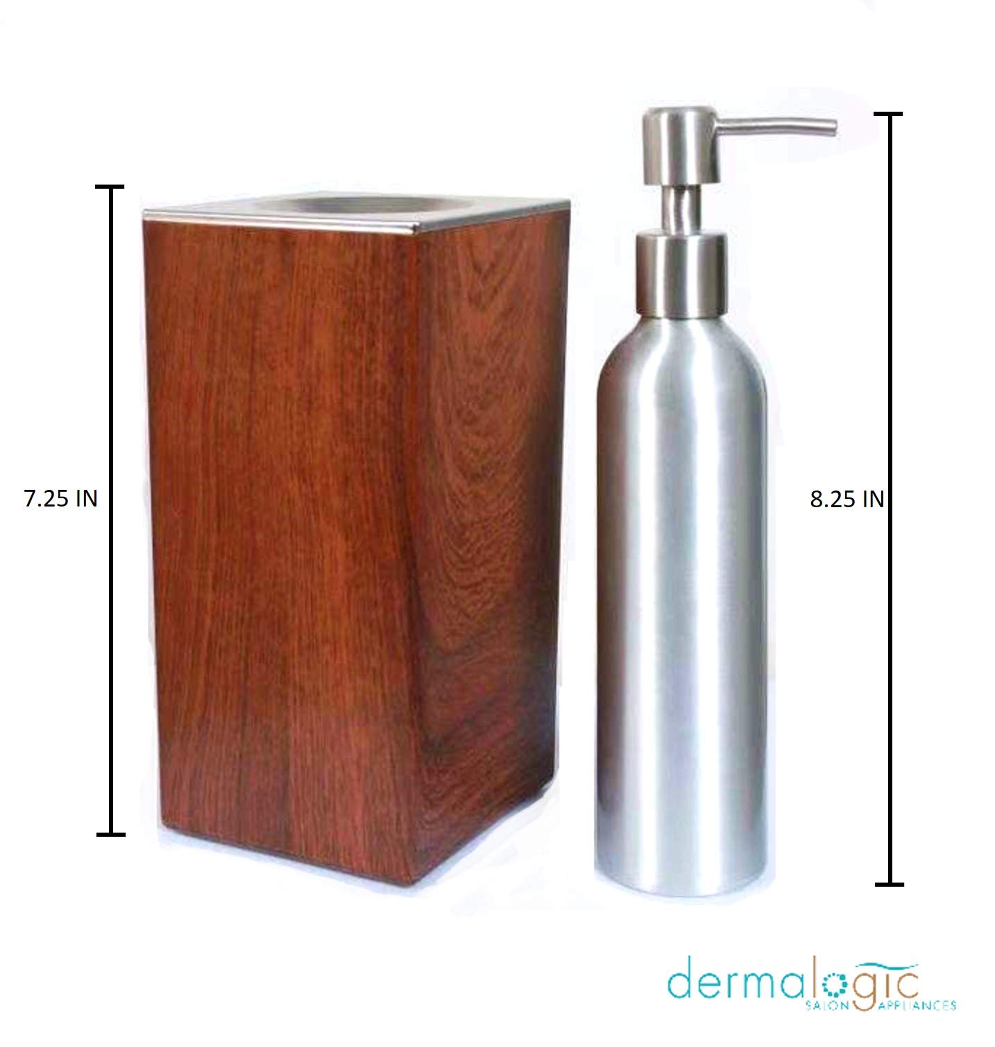 DERMALOGIC Massage Oil Warmer Replacement, Refillable Aluminum Bottle with Stainless Steel Pump, Professional Spa Massage Lotion Bottle Set