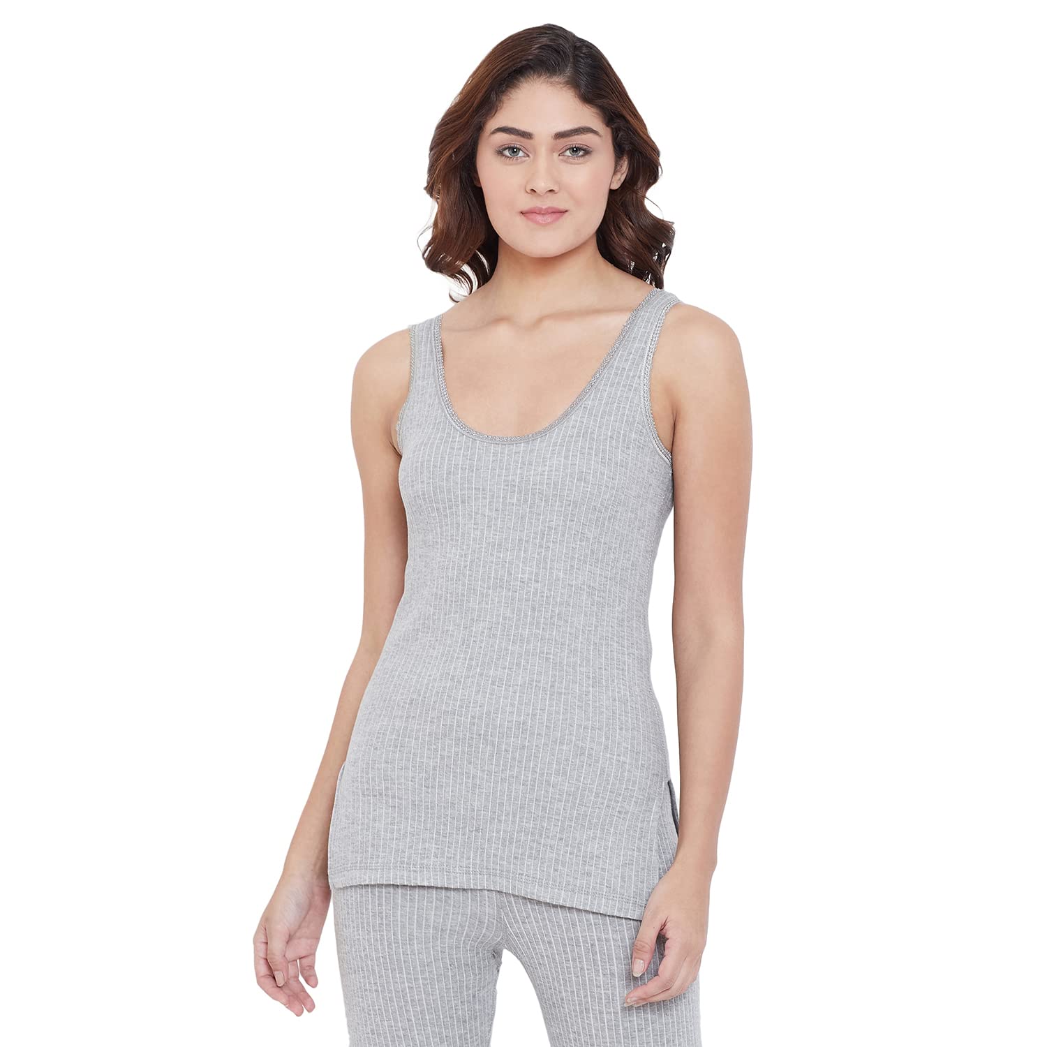 Women's Round Neck Sleeveless Upper/Top Thermal (Mod Quilt) - Anthra-image-19