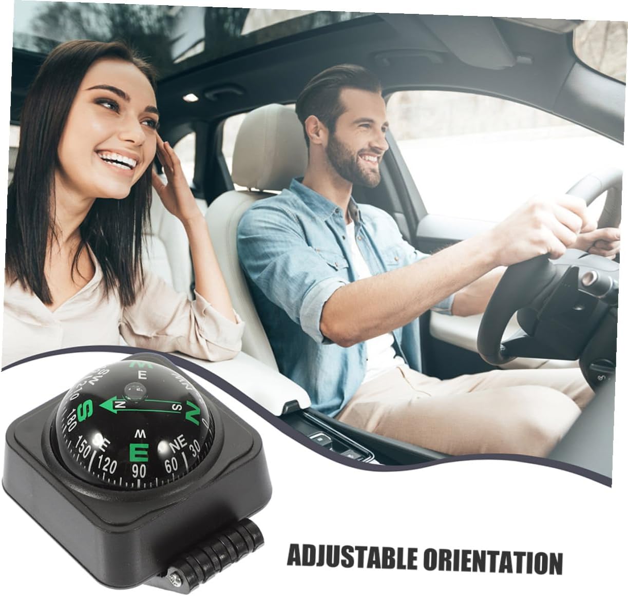 Adjustable Automotive Compass Ball 2pcs with Self-Adhesive for Car Dashboard Interior Accessories Portable Navigation Guide for Truck Boat Camping