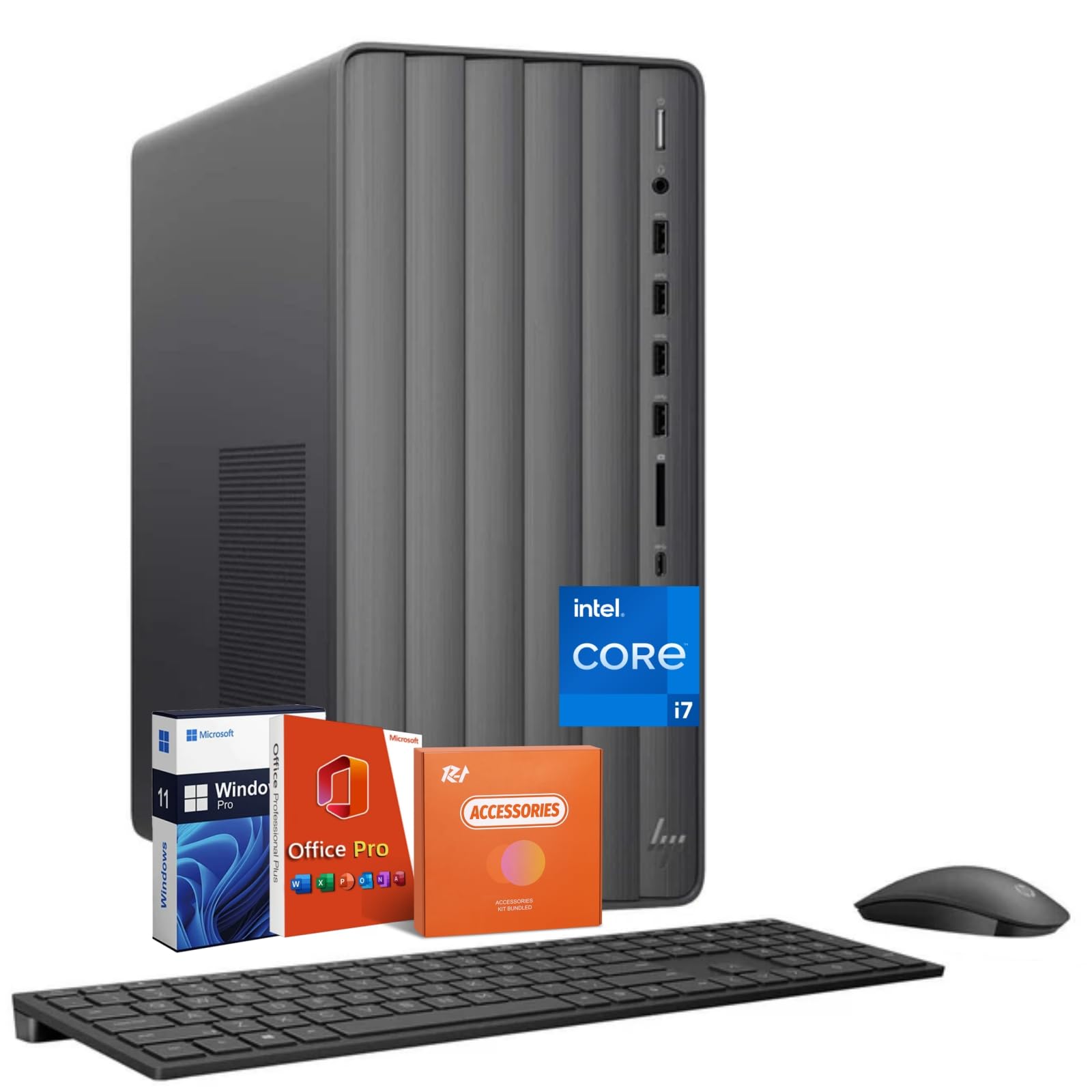HP Envy 2025 Desktop Computer, Intel i7-14700, Microsoft Office Pro Lifetime, 64 GB RAM, 2 TB SSD, Intel UHD Graphics 770, Windows 11 Pro, Accessories, TE01-5002