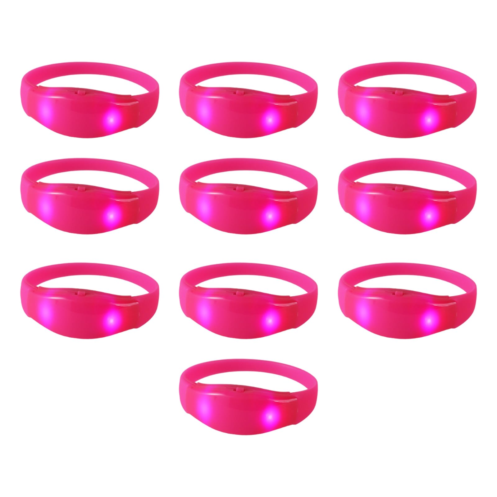 Ksikdeg Pack of 10 Voice Activated Glowing Bracelets Colorful Silicone Wristbands Flashing Light Up Bangles Accessory