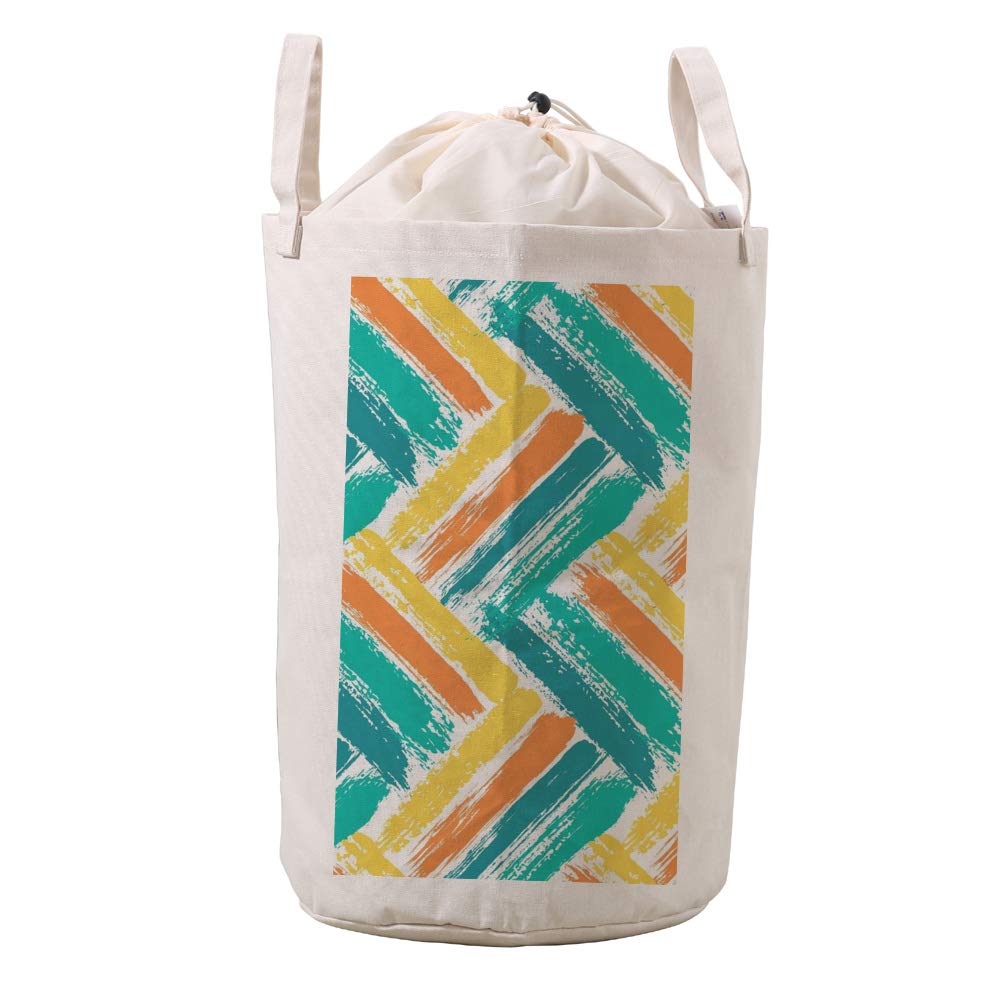 Sac à linge de salle de bain en lin à cordon motif chevron