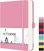 Graph Paper Notebook with 280 Pages,A5 Grid Paper NotebookJournal,100gsm Thick Graph Leather Journal for Math Science Students,5.75 × 8.38-Pink