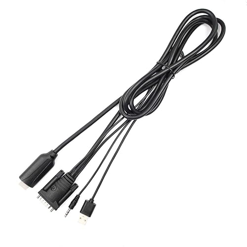 Miniatura 4 de Adaptador convertidor VGA a HDMI macho de 5.9 ft con cable convertidor de video HD 1080P con cable de audio de 0.138 in y cable de alimentación USB