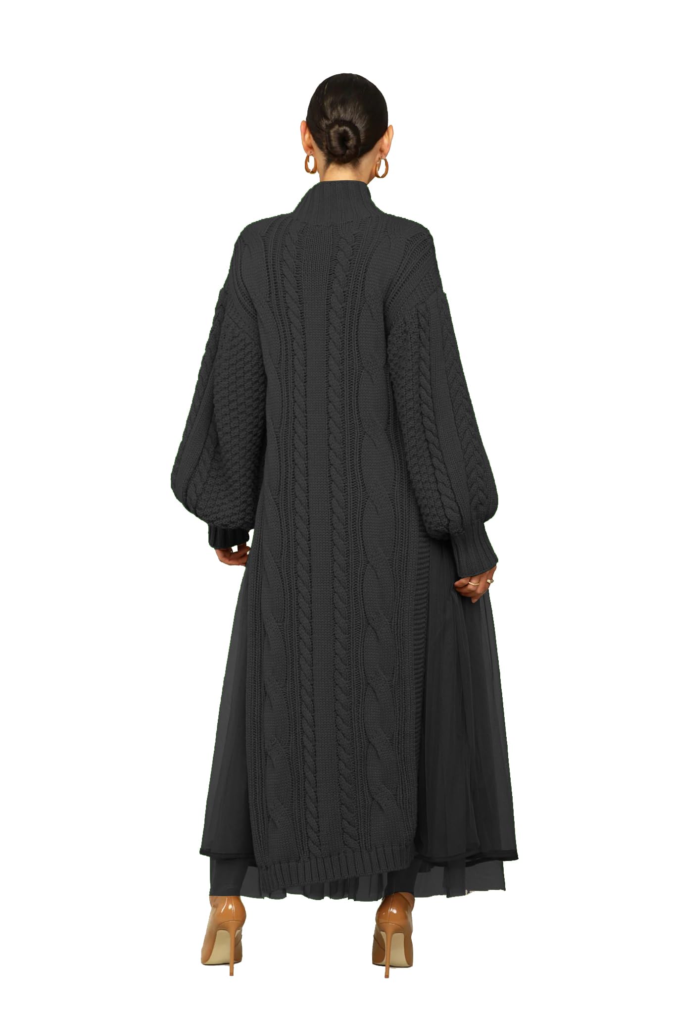 Femmes Tricoté Robe À Manches Longues Col Roulé Pull Pull Robe Casual Pull Split Fourchette Lâche Robe Longue