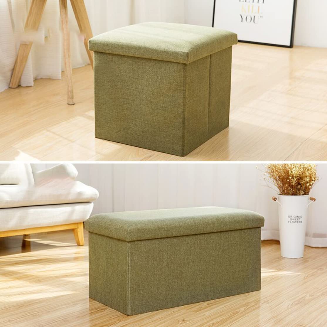Amazon｜[SDGYS3G] 収納スツール オットマン グリーンA 座れる