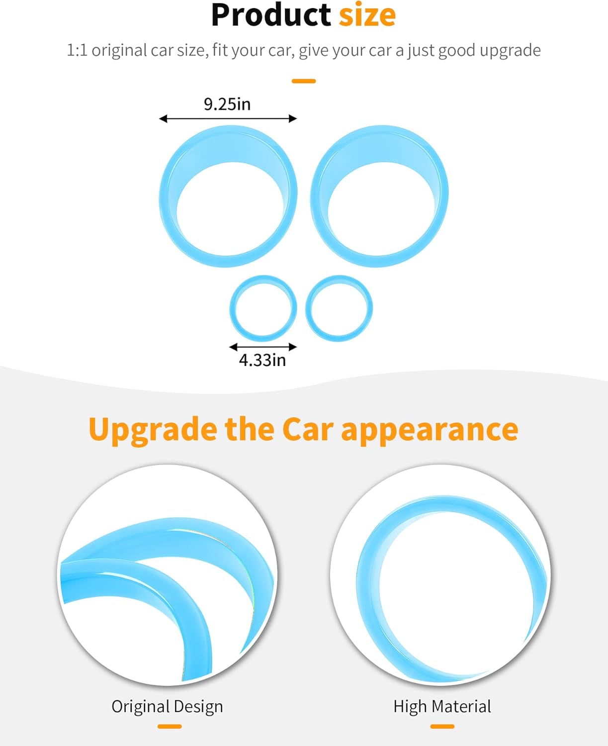 Hoolcar Headlight Bezels Headlight Cover Trim & Front Turn Signal Light Trim Cover Fit for Jeep Wrangler JK JKU 2007-2017, Exterior Accessories, Blue