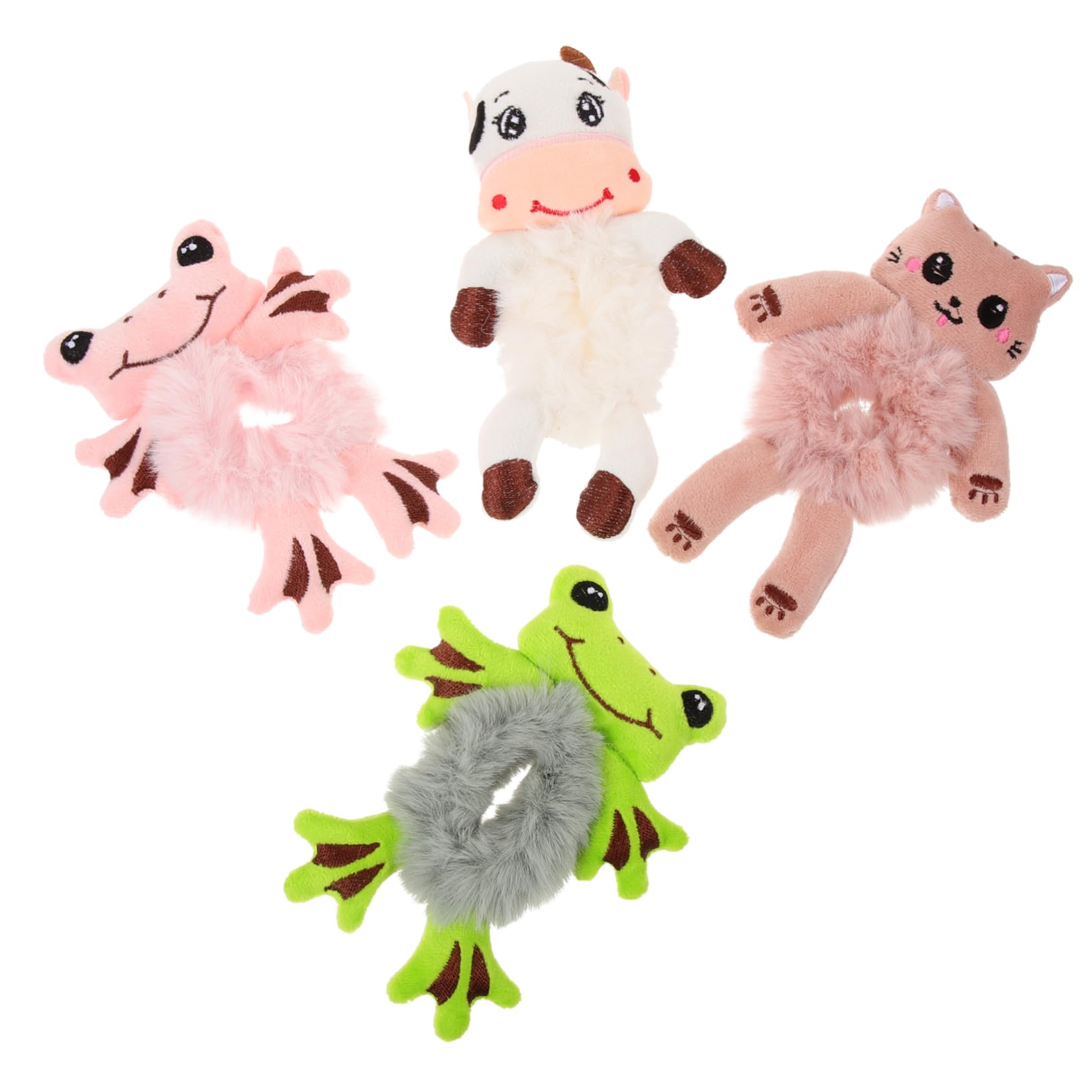 BESTYASH Fluffy Animal Hair Scrunchies Soft Plush Hair Ties for Women Girls Elastic Non-Slip Ponytail Holders Cute Cartoon Accessories for Daily Styling