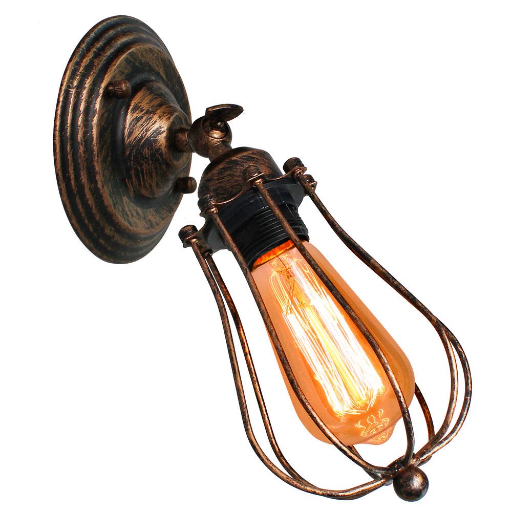 Vintage Lámpara de Pared Retro Industrial Aplique Ajustable Rustica Iluminación de Pared Interior para Dormitorio Pasillo Sala de estar Loft Cocina Entrada (Óxido)