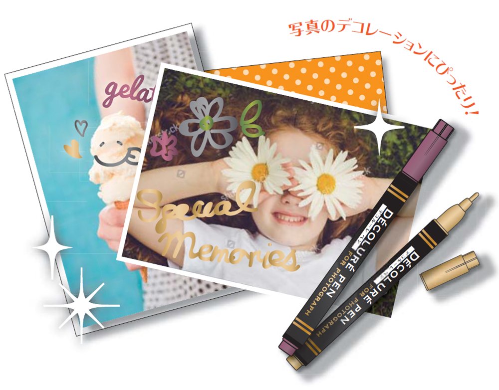 Nakabayashi Decolure Pen 6色セット ナカバヤシ デコルーレペン メタリック 写真デコレーション用