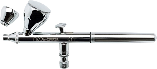 NEO CN Aerógrafo de dupla ação - Bico N3 de cobertura sem esforço, copos de fluido de 6,8 g e 2,8 g. Ideal para pintores iniciantes e amadores - Atomização fina com baixa pressão de ar para maquiagem