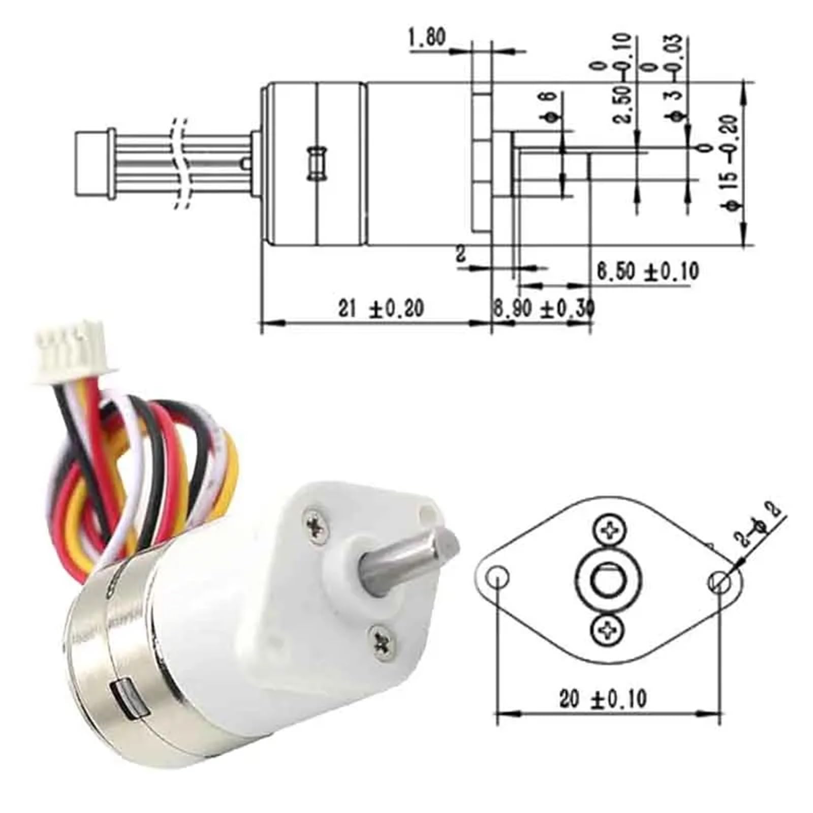 Motorreductor de CC Paso a Paso GM12-15BY, 5 V, microreductor de Caja de Engranajes metálico de 2 Fases y 4 Cables(30TO1-5V)