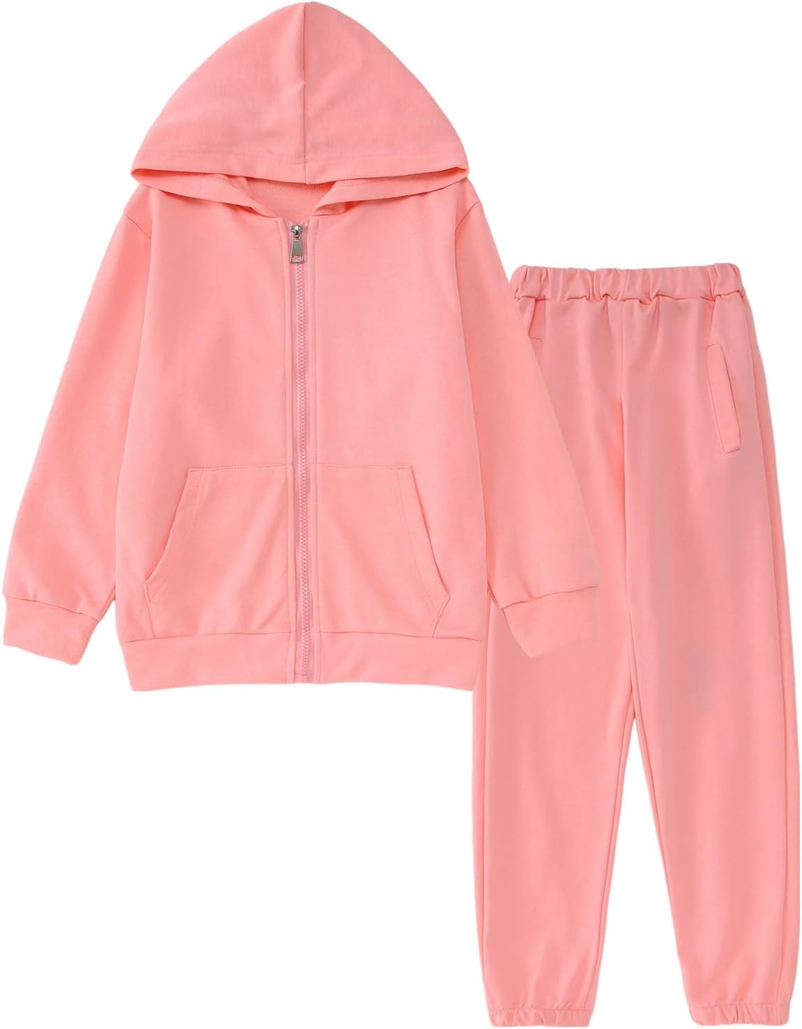 Ritatte Little Girls Boys Sweatsuit Solid Zipper Hooded Sweatshirt Tops Sweatpants Jogger Set Kids 2Pcs Fall Winter Outfits