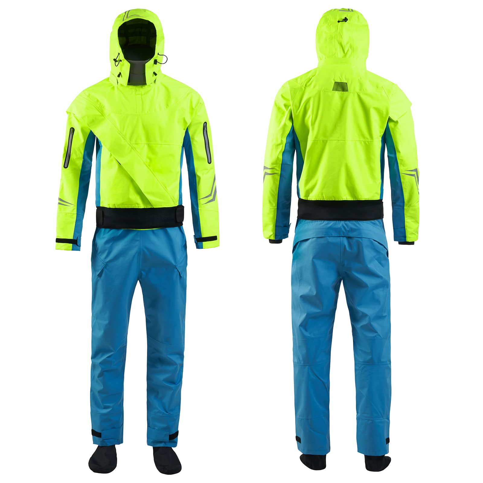 Photo 1 of PKEDW Women's Hooded Dry Suits for Cold Water Kayaking & Whitewater Paddling - Waterproof & Lightweight (Green, XLS)