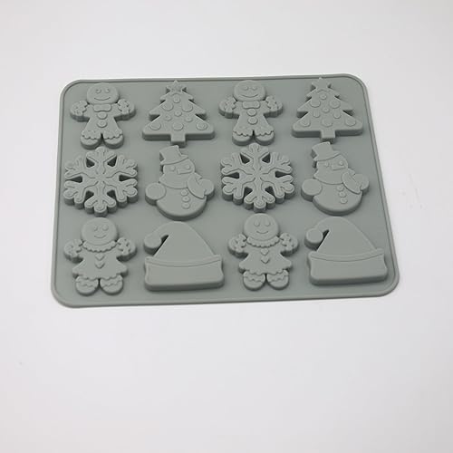 Miniatura 4 de X-Haibei Árbol de Navidad copo de nieve hombre de jengibre muñeco de nieve sombrero de regalo, molde de barra de jabón CP caramelo de chocolate