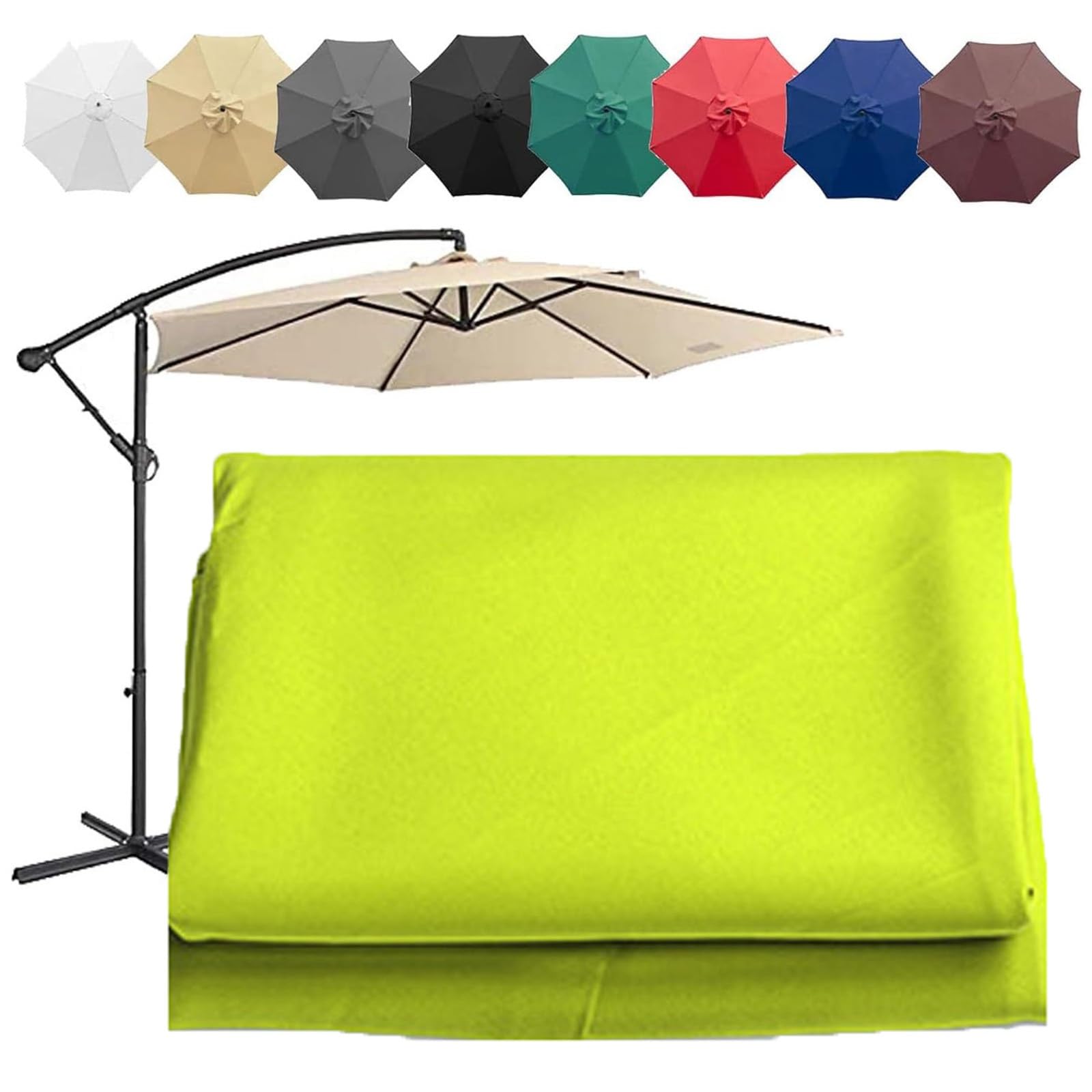 Patio Umbrella Replacement Top, Market Table Umbrella Top Replacement Cloth, 6 Ribs/8 Ribs Replacement Parasol Fabric Cover 2m/6.5ft 2.7m/8.8ft 3m/9.8ft ( Color : Green , Size : (8Rib)2.7m/106in )