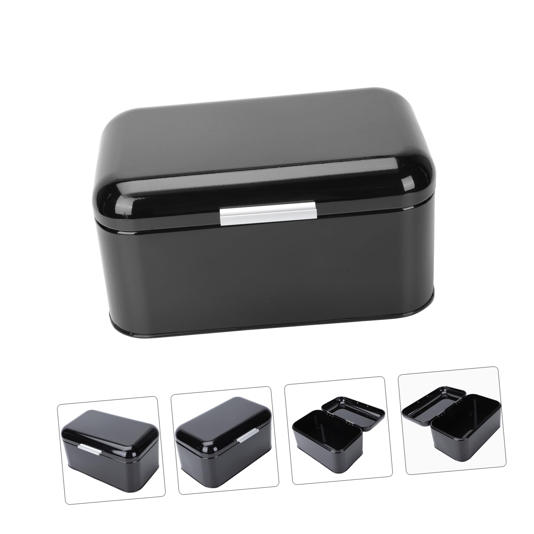 PRETYZOOM Caja Retro de Hierro Negra para Cocina Multifuncional Cierre Hermético y Almacenamiento Fácil para Alimentos y Pan