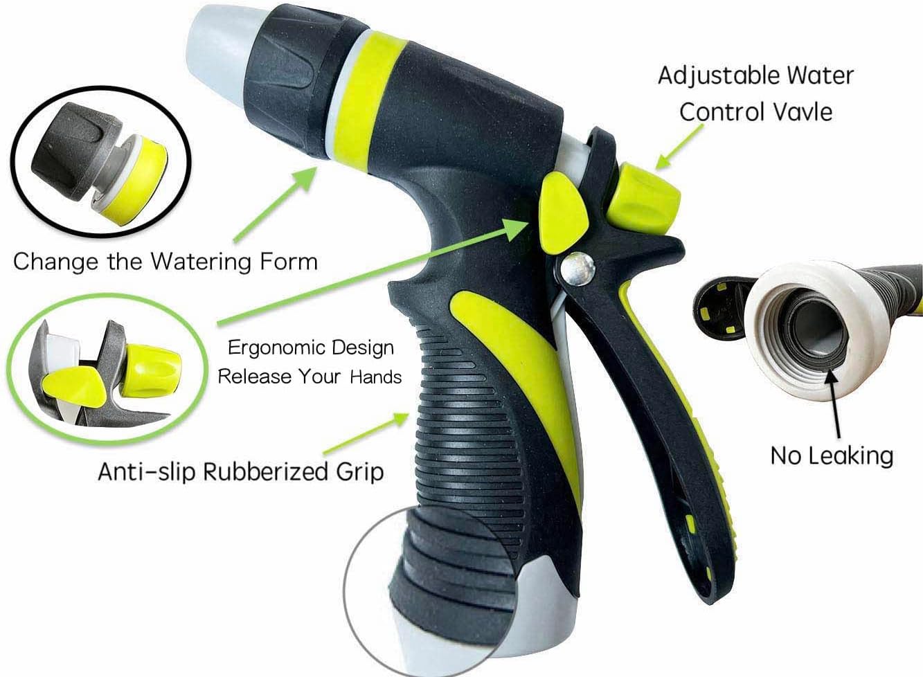 SANFU PU Recoil Garden Water Hose 3/8"ID x 25ft Premium with Sprayer Nozzle Retractable, Outdoor Pets-Washing Patio Hose Marine&Boat, Lime(25')