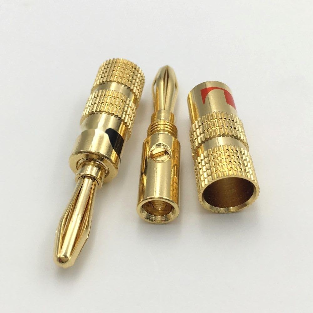 Lot de 100 fiches banane mâles de 4 mm pour connecteur de haut-parleur vidéo en laiton plaqué or