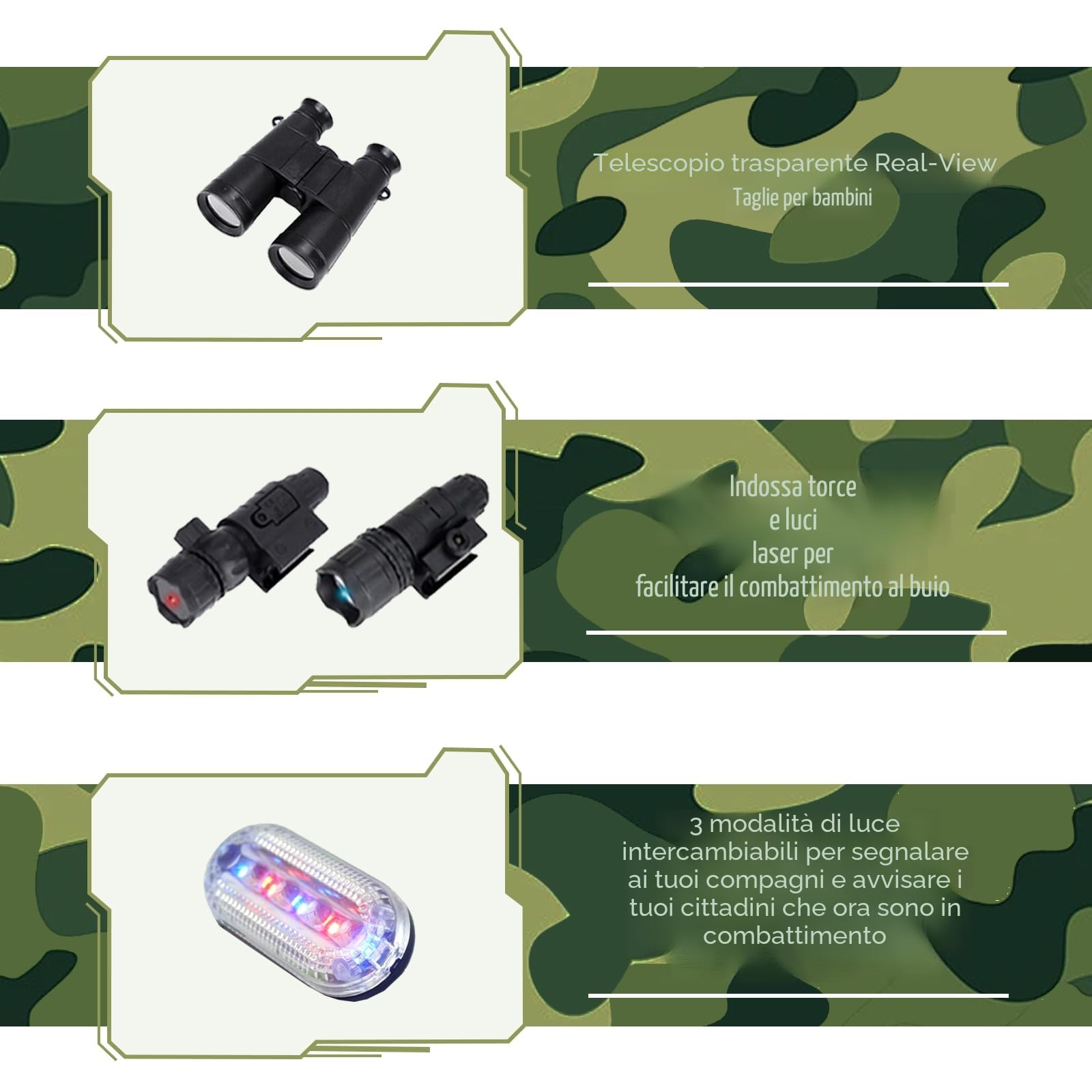 Vestito Militare Bambino, 12Pezzi Giocattolo Accessori Militari con Casco Militare Airsoft, Gilet Mimetica e Walkie-Talkie, Gioco di Ruolo Carnevale Costume Soldato per Ragazzi Ragazze