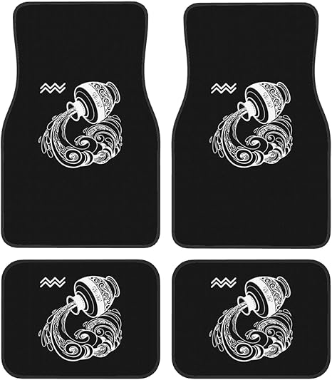 Zodiac Sign Aquarius Floor Mats for Cars, All-Weather Car Mats, Fit Automotive Floor Mats for Cars Trucks SUV, Universal Floor Liner Car Accessories