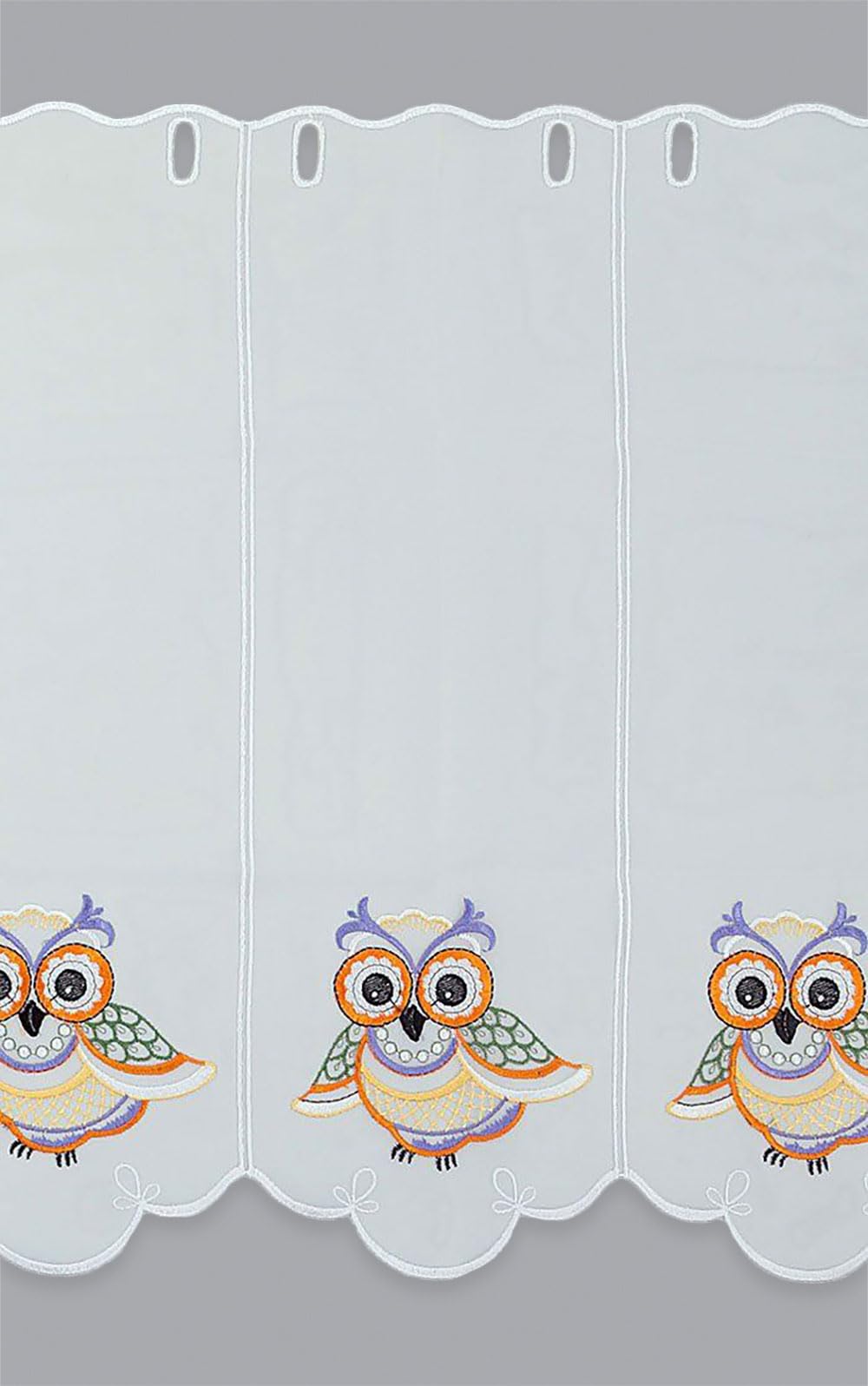 Plauener Spitze Scheibengardine Kauz (Bx H) 113,4cm * 49cm Mehrfarbig/Orange