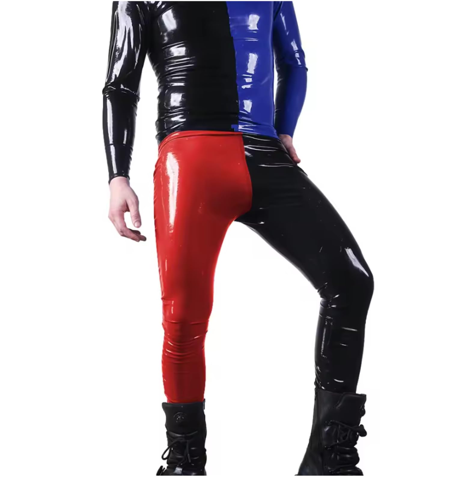 PVC męskie spodnie bodycon z elastyczną talią klubowa odzież męska personalizacja