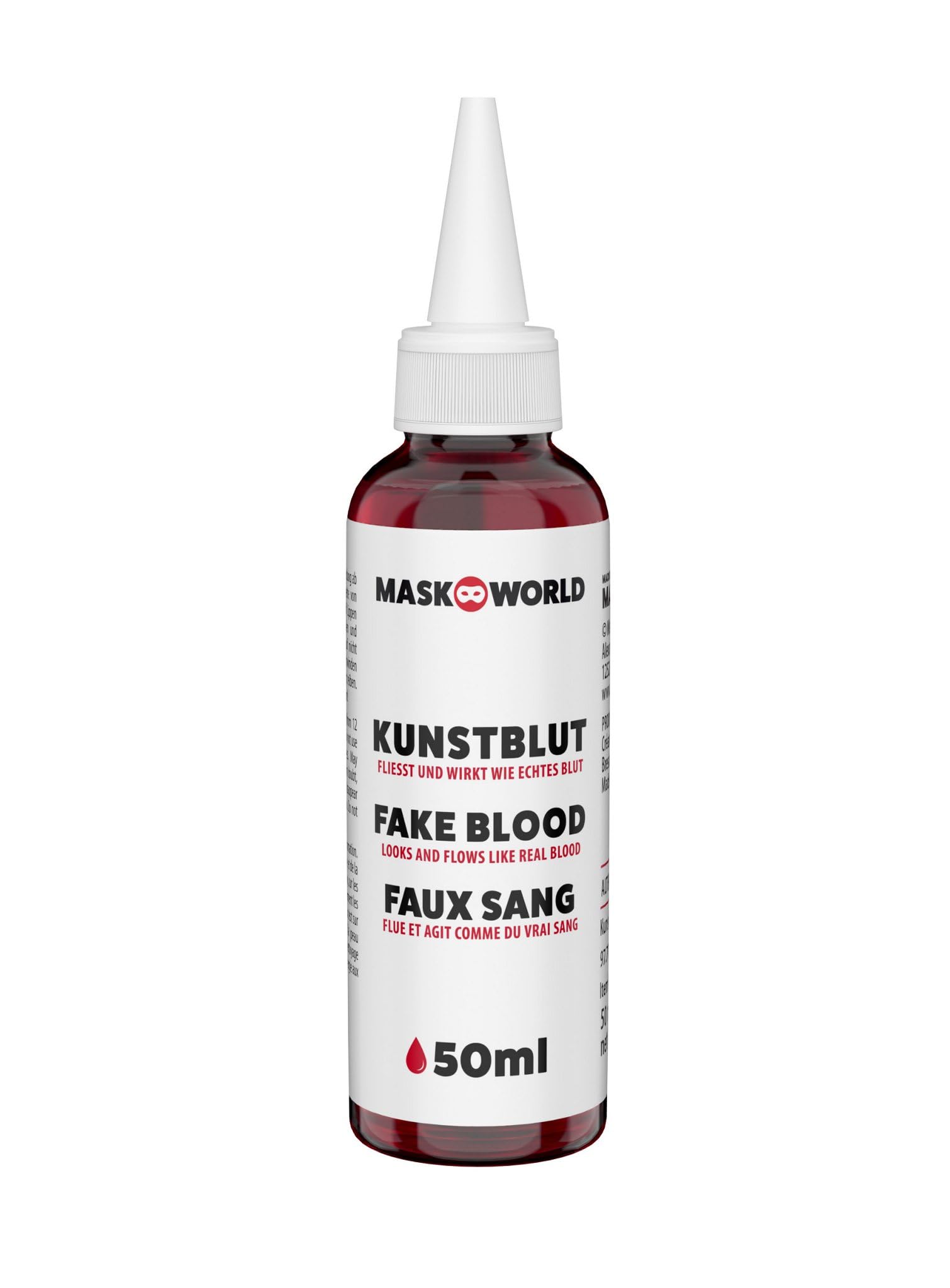 Kunstblut Flasche mit Dosierspitze - 50 ml - knstliches Blut Filmblut fr  Horror Effekte und Grusel Dekoration : Amazon.de: Spielzeug