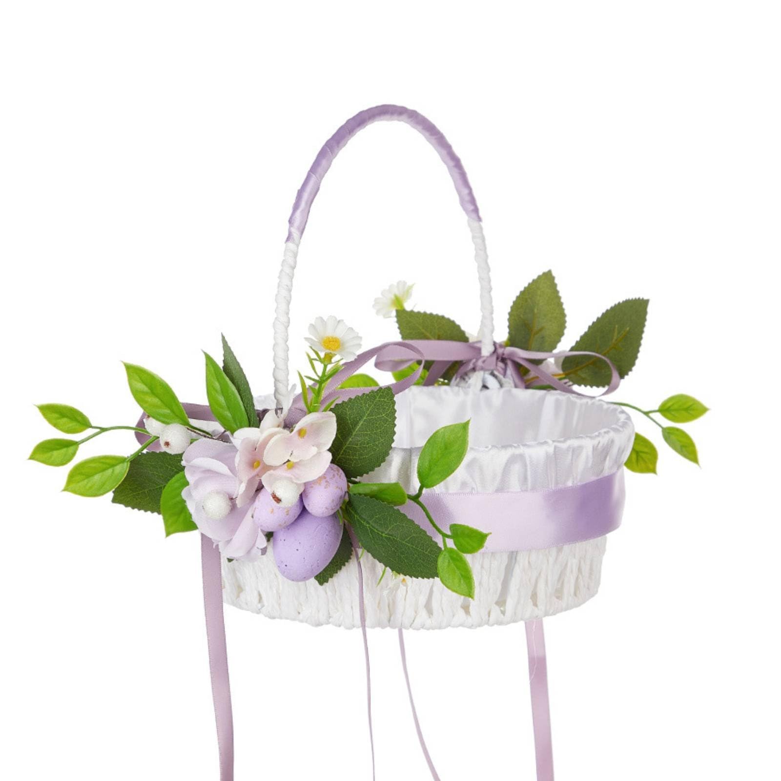 Flower Girl Flower Basket Pastel Colors Wedding Decor Foldable Handle for Bridesmaid, Purple | Home & Garden | Wedding Supplies | Ring Pillows & Flower Baskets-picture-32